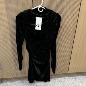 Zara Dark Green Velvet Dress